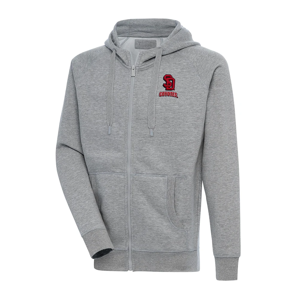 Men's Antigua Heather Gray South Dakota Coyotes Big & Tall Victory Full-Zip Hoodie Jacket