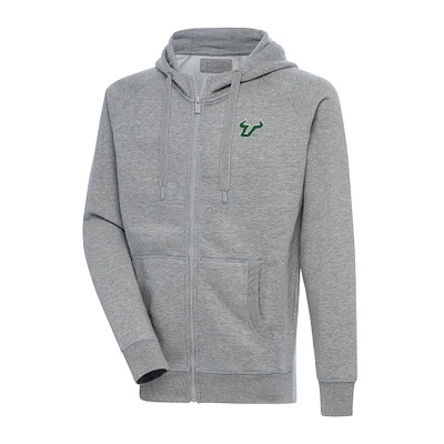Men's Antigua Heather Gray South Florida Bulls Big & Tall Victory Full-Zip Hoodie Jacket