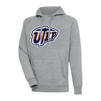 Men's Antigua Heather Gray UTEP Miners Big & Tall Victory Pullover Hoodie