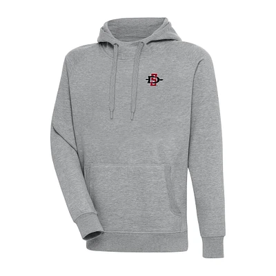 Men's Antigua Heather Gray San Diego State Aztecs Big & Tall Victory Raglan Pullover Hoodie