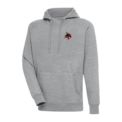 Men's Antigua Heather Gray Texas State Bobcats Big & Tall Victory Raglan Pullover Hoodie