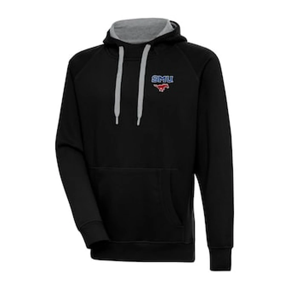 Men's Antigua Black SMU Mustangs Big & Tall Victory Raglan Pullover Hoodie