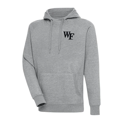 Men's Antigua Heather Gray Wake Forest Demon Deacons Big & Tall Victory Raglan Pullover Hoodie