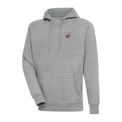 Men's Antigua Heather Gray Western Carolina Catamounts Big & Tall Victory Raglan Pullover Hoodie