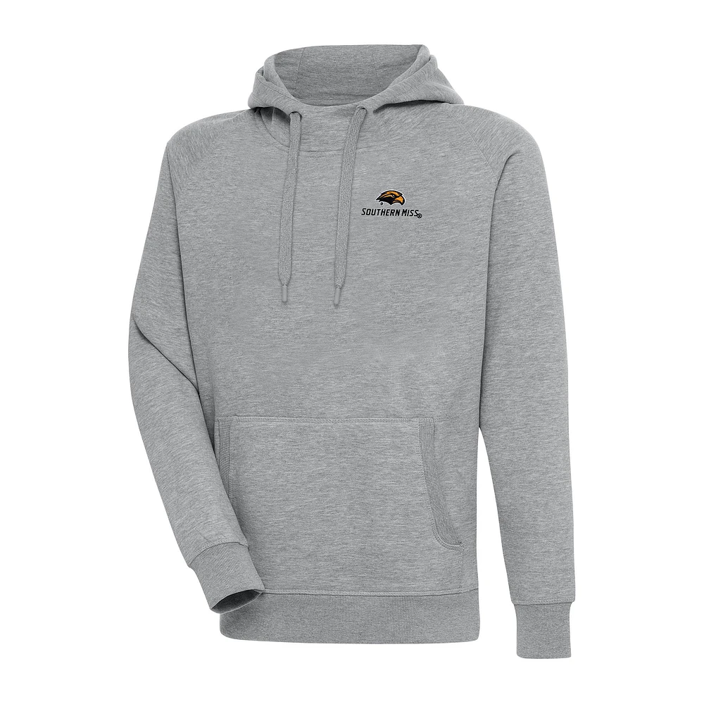 Men's Antigua Heather Gray Southern Miss Golden Eagles Big & Tall Victory Raglan Pullover Hoodie