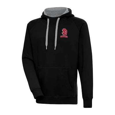 Men's Antigua Black South Dakota Coyotes Big & Tall Victory Raglan Pullover Hoodie