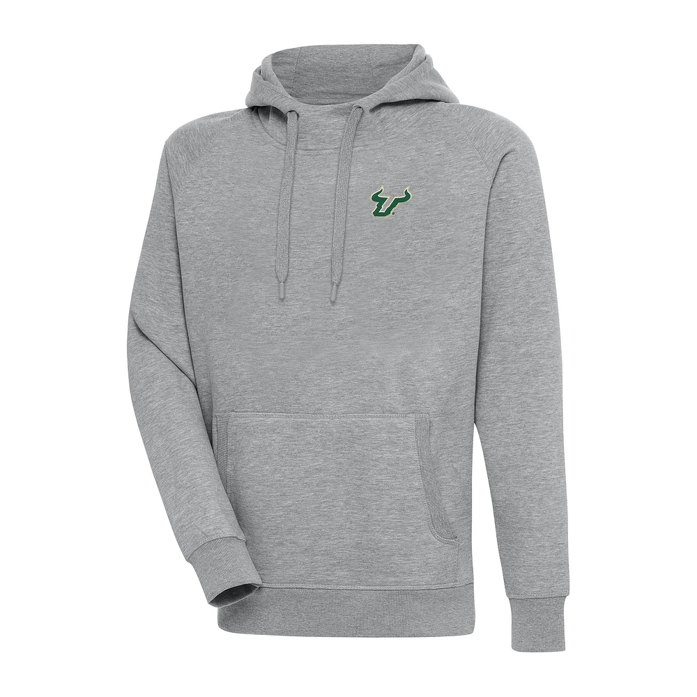 Men's Antigua Heather Gray South Florida Bulls Big & Tall Victory Raglan Pullover Hoodie