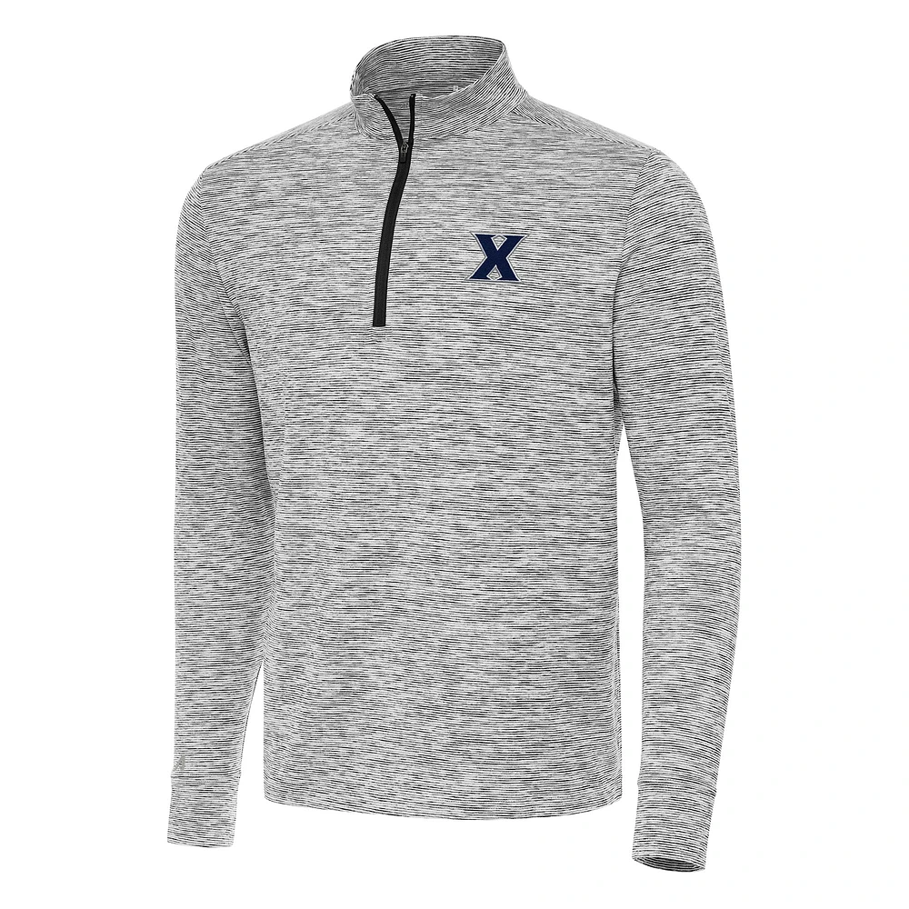 Men's Antigua Black Xavier Musketeers Cause Quarter-Zip Top