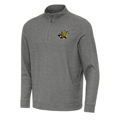 Men's Antigua Heather Charcoal Wichita State Shockers Subtle Quarter-Zip Sweatshirt