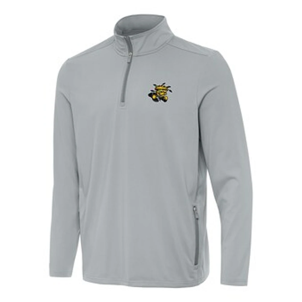Men's Antigua Gray Wichita State Shockers Perilous Quarter-Zip Sweatshirt
