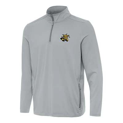 Men's Antigua Gray Wichita State Shockers Perilous Quarter-Zip Sweatshirt