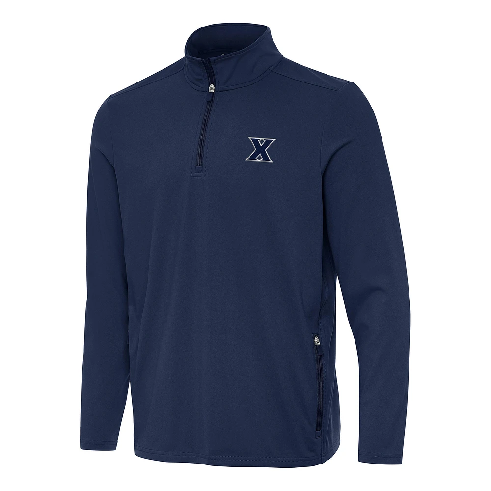 Men's Antigua Navy Xavier Musketeers Perilous Quarter-Zip Sweatshirt