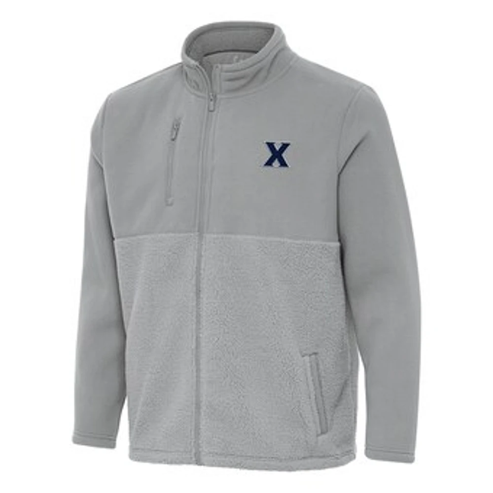 Men's Antigua Gray Xavier Musketeers Daily Fused Full-Zip Jacket