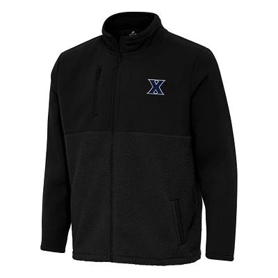 Men's Antigua Black Xavier Musketeers Daily Fused Full-Zip Jacket