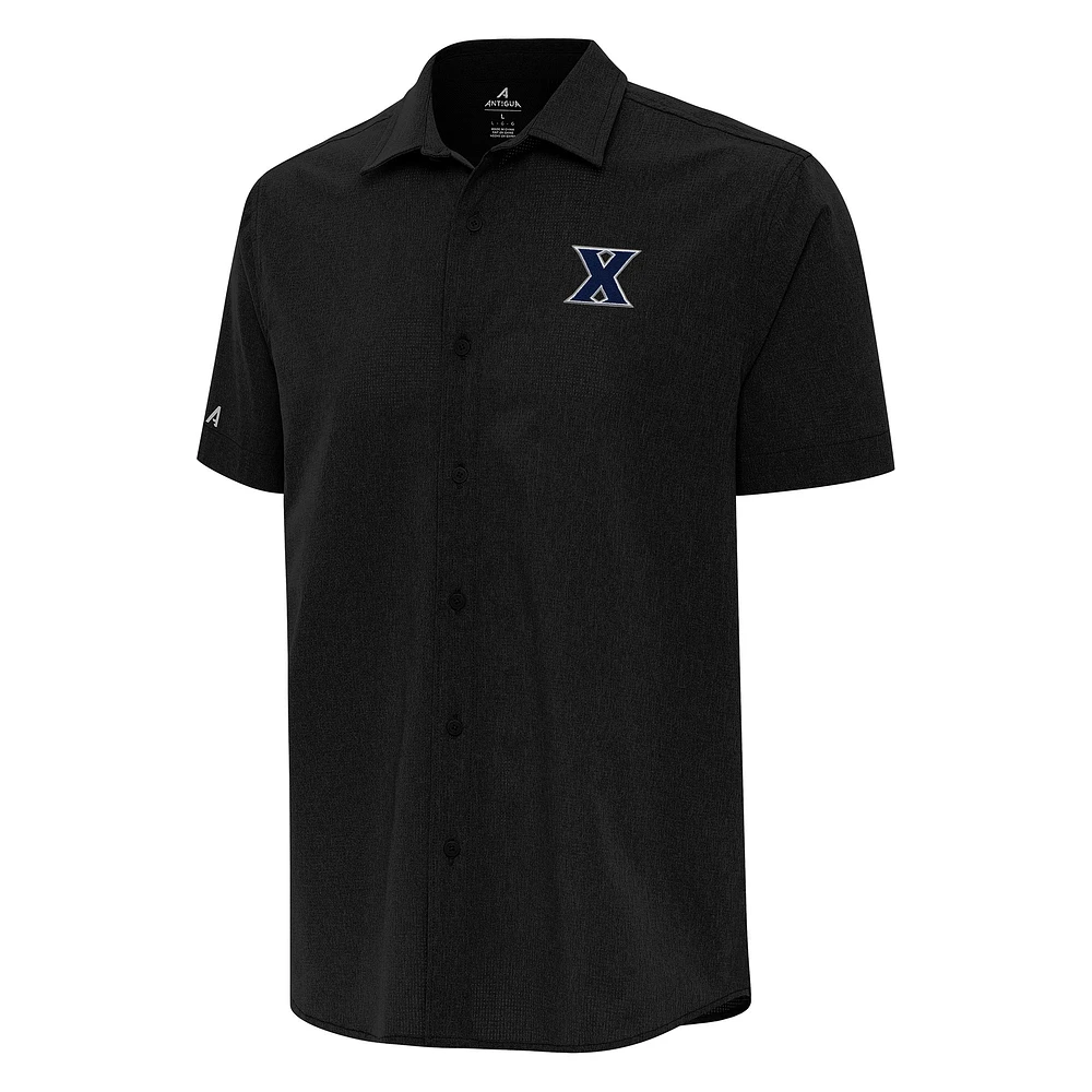 Men's Antigua Xavier Musketeers Activate Woven Short Sleeve Button-Up Shirt