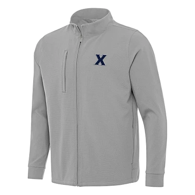 Men's Antigua Gray Xavier Musketeers Regard Full-Zip Jacket