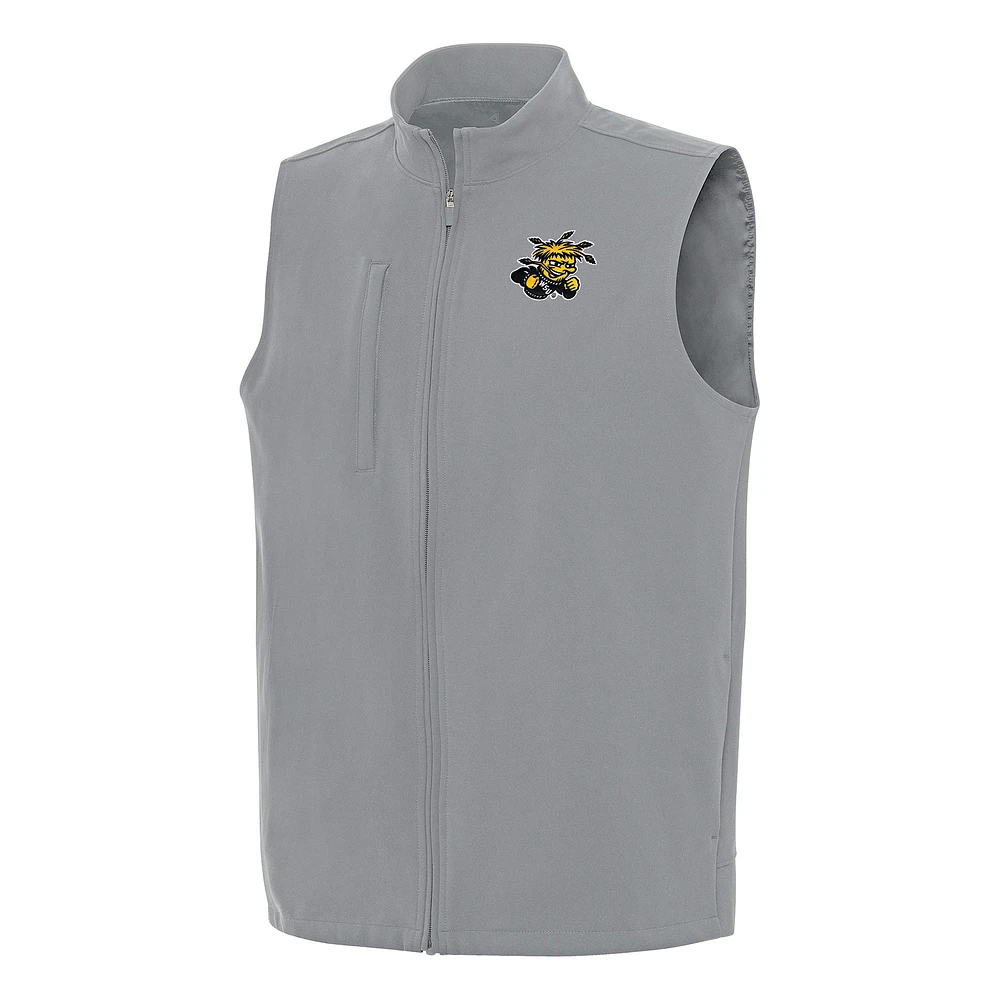 Men's Antigua Gray Wichita State Shockers Regard Full-Zip Vest