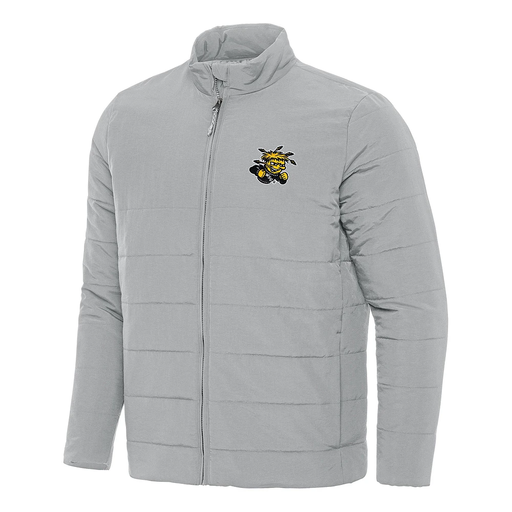 Men's Antigua Gray Wichita State Shockers Swelter Full-Zip Puffer Jacket