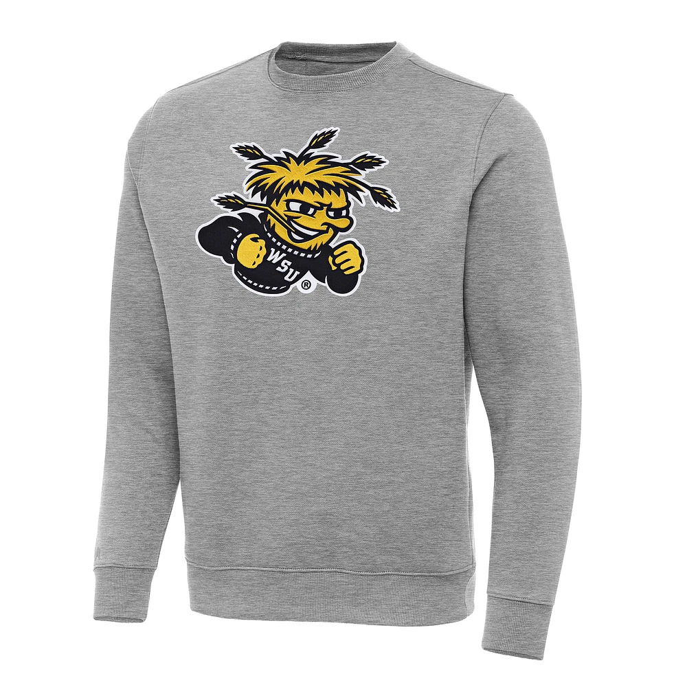 Men's Antigua Heather Gray Wichita State Shockers Big & Tall Victory Pullover Sweatshirt