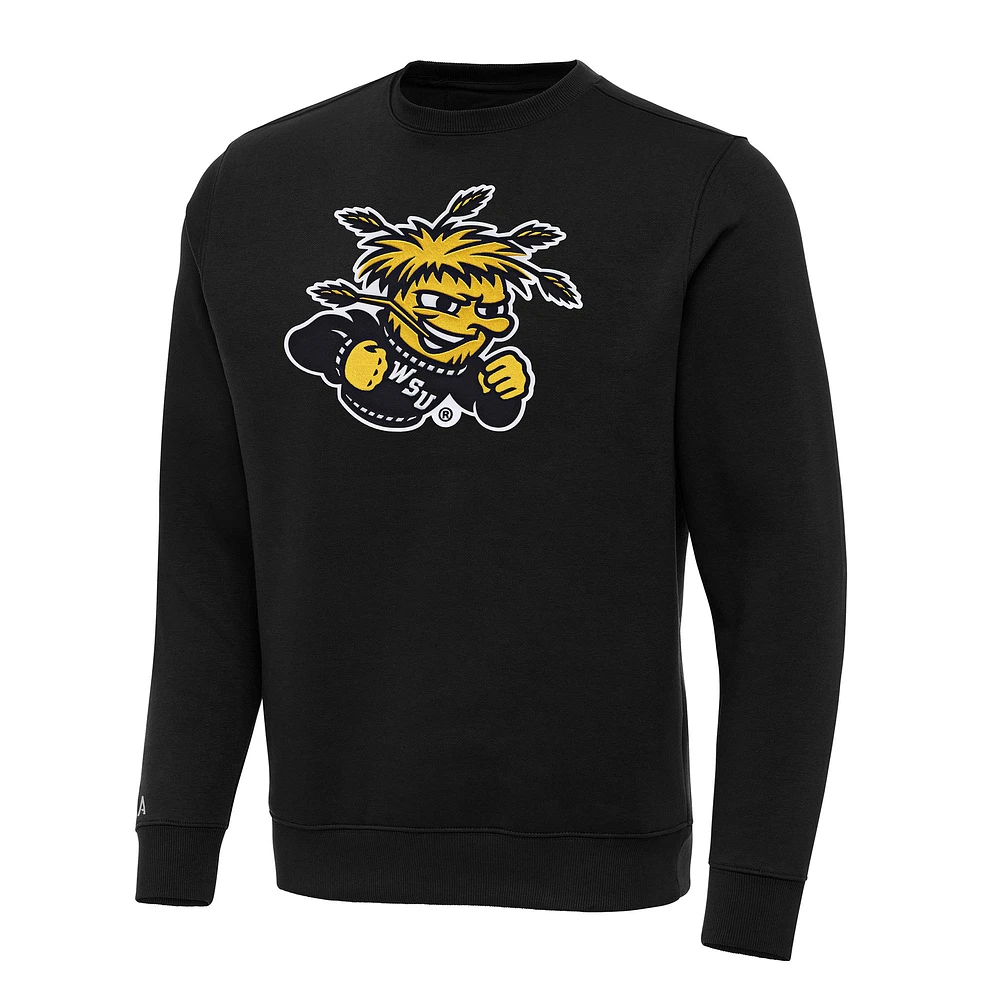 Men's Antigua Black Wichita State Shockers Big & Tall Victory Pullover Sweatshirt