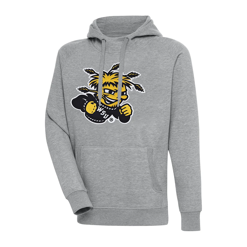Men's Antigua Heather Gray Wichita State Shockers Big & Tall Victory Pullover Hoodie