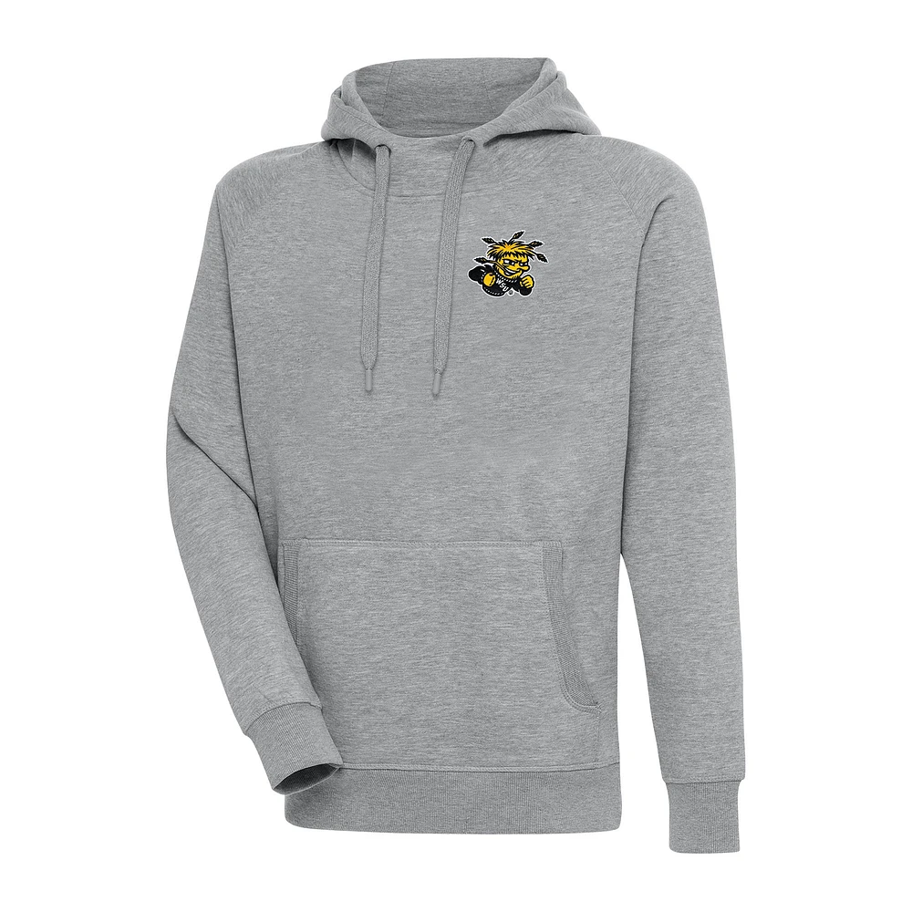 Men's Antigua Heather Gray Wichita State Shockers Big & Tall Victory Raglan Pullover Hoodie