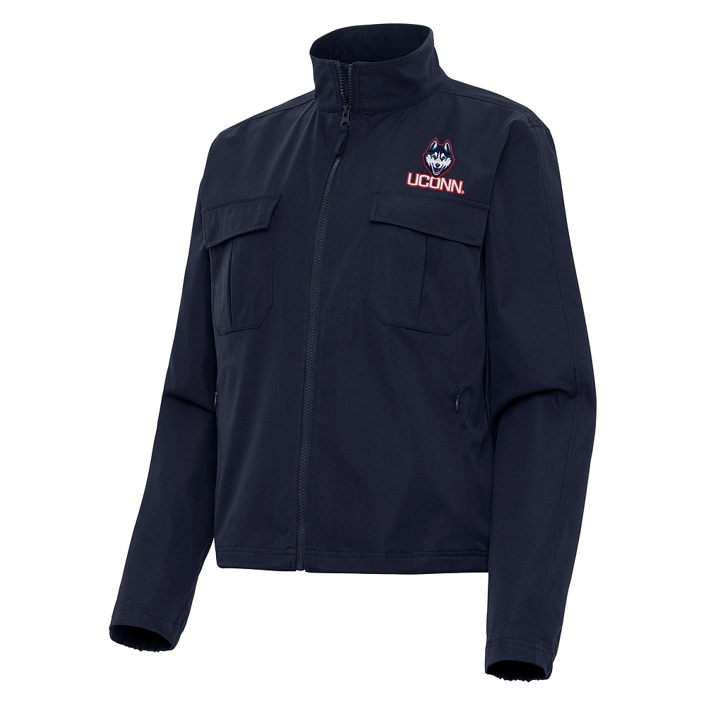 Women's Antigua Navy UConn Huskies Even Par Full-Zip Jacket