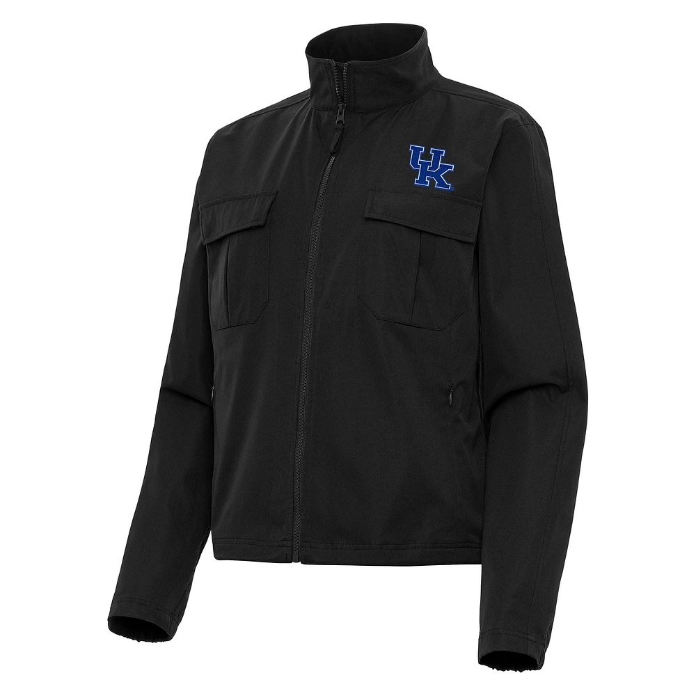 Women's Antigua Black Kentucky Wildcats Even Par Full-Zip Jacket