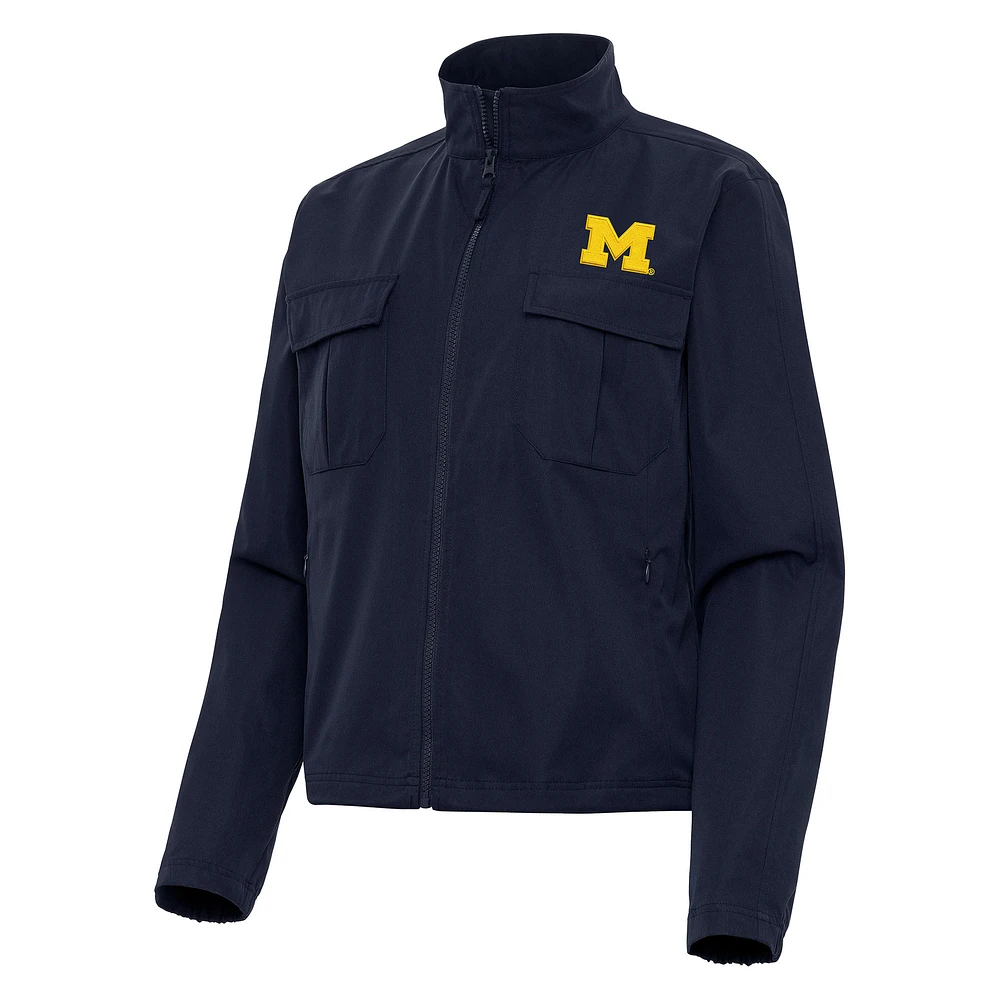 Women's Antigua Navy Michigan Wolverines Even Par Full-Zip Jacket