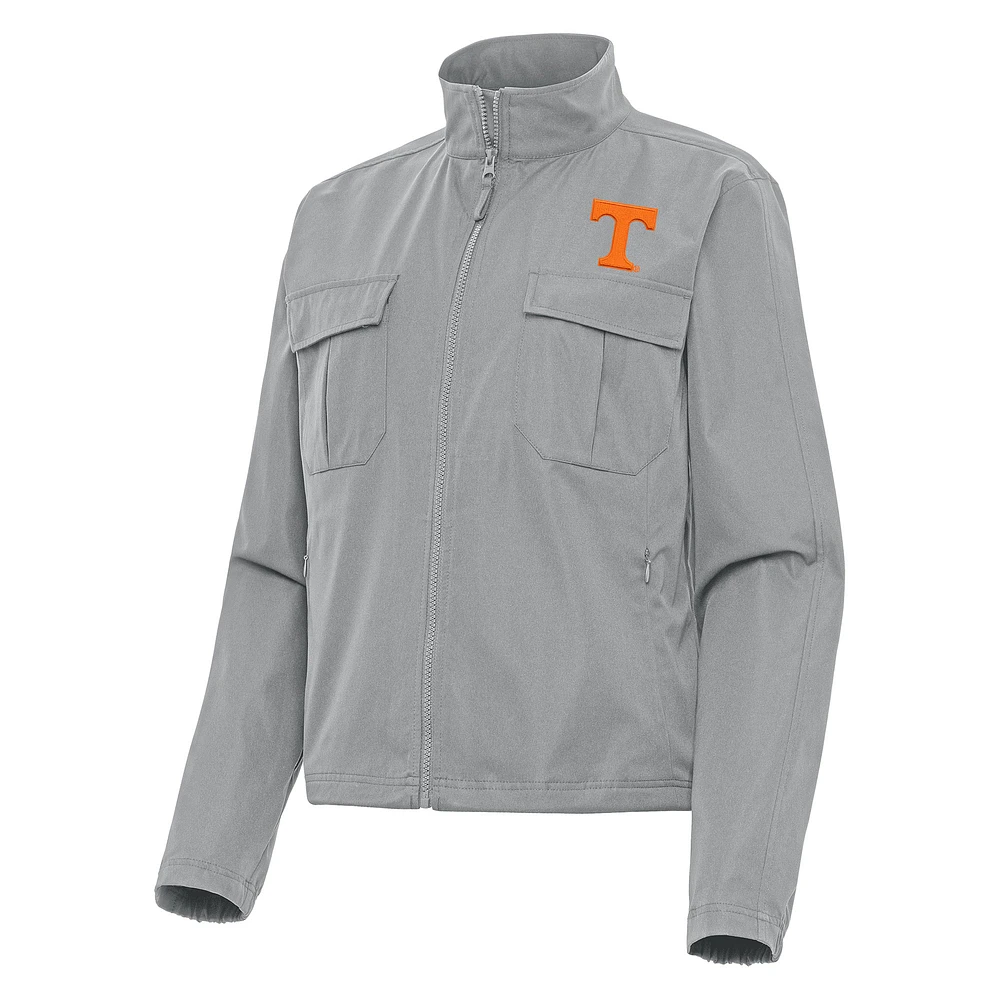 Women's Antigua Gray Tennessee Volunteers Even Par Full-Zip Jacket