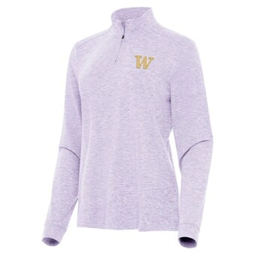 Women's Antigua Lavender Washington Huskies Mentor Long Sleeve Quarter-Zip Mock Polo