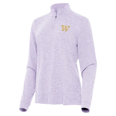 Women's Antigua Lavender Washington Huskies Mentor Long Sleeve Quarter-Zip Mock Polo