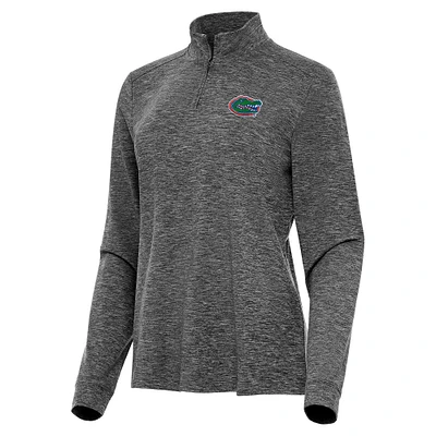 Women's Antigua Heather Florida Gators Mentor Long Sleeve Quarter-Zip Mock Polo