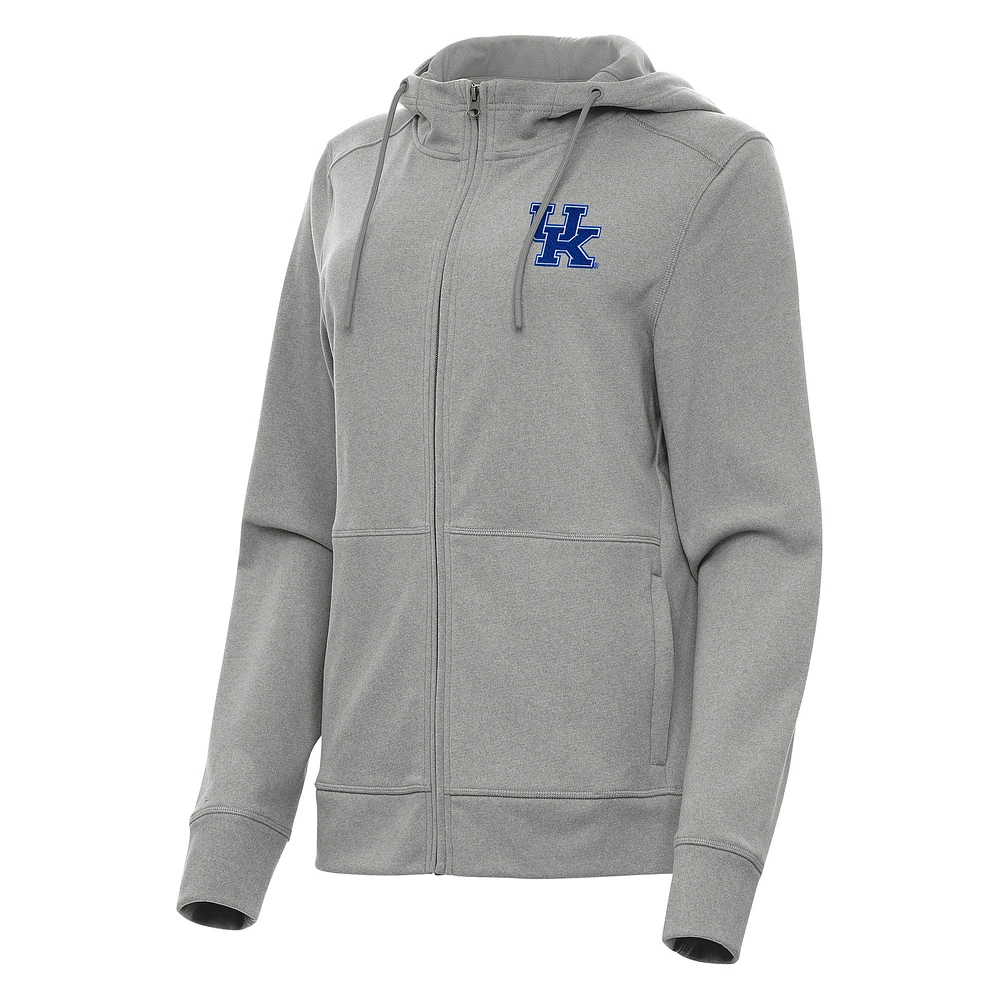 Women's Antigua Heather Gray Kentucky Wildcats Seeker Full-Zip Hoodie