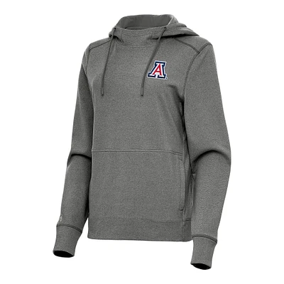 Women's Antigua Heather Charcoal Arizona Wildcats Justice Pullover Hoodie
