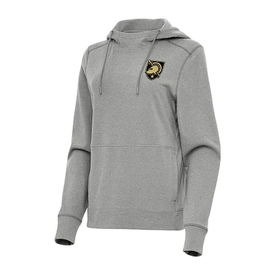 Women's Antigua Heather Gray Army Black Knights Justice Pullover Hoodie
