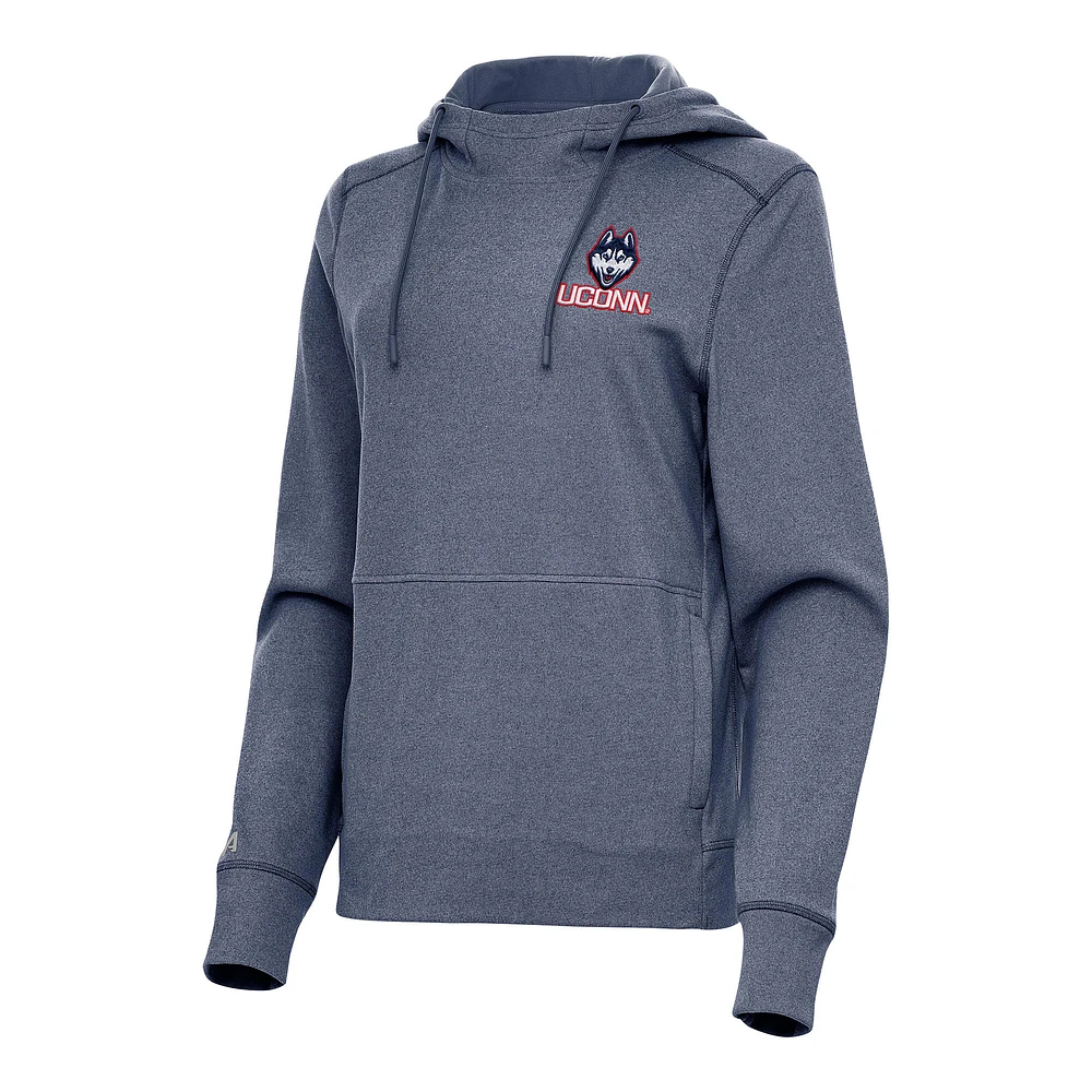 Women's Antigua Heather Navy UConn Huskies Justice Pullover Hoodie
