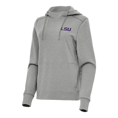 Women's Antigua Heather Gray LSU Tigers Justice Pullover Hoodie