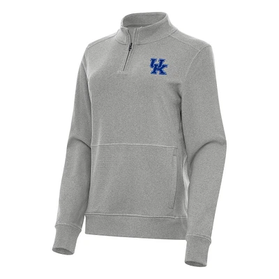 Women's Antigua Heather Gray Kentucky Wildcats Crush Quarter-Zip Fleece Sweatshirt