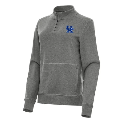 Women's Antigua Heather Charcoal Kentucky Wildcats Crush Quarter-Zip Fleece Sweatshirt