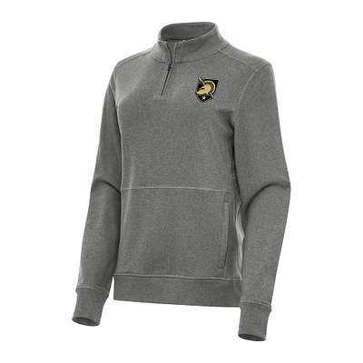 Women's Antigua Heather Charcoal Army Black Knights Crush Quarter-Zip Fleece Sweatshirt