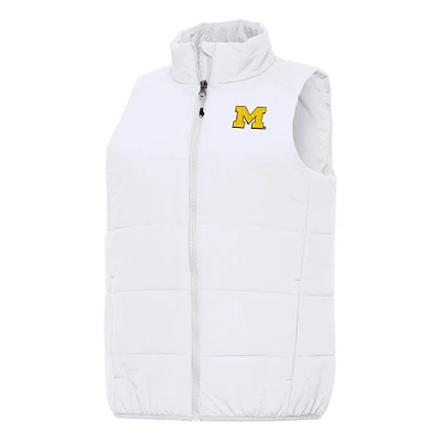Women's Antigua White Michigan Wolverines Experience Full-Zip Vest