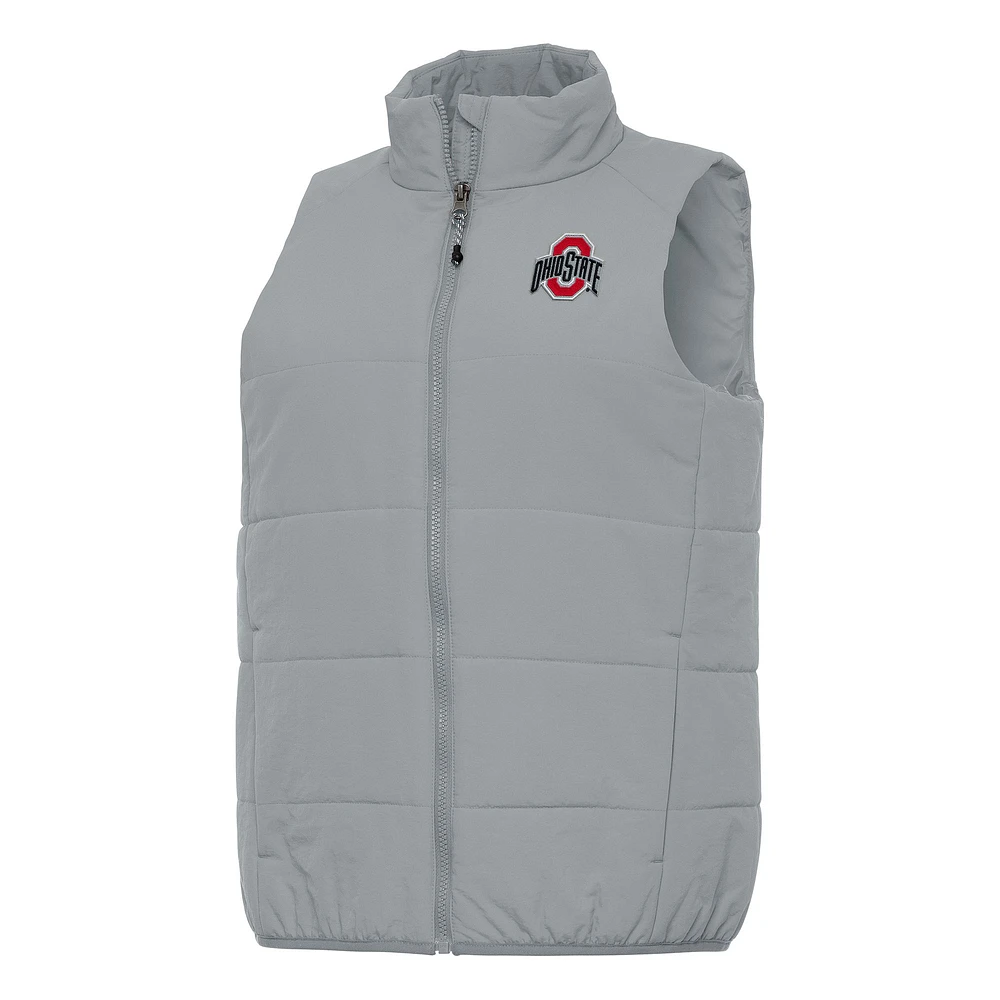 Women's Antigua Gray Ohio State Buckeyes Experience Full-Zip Vest