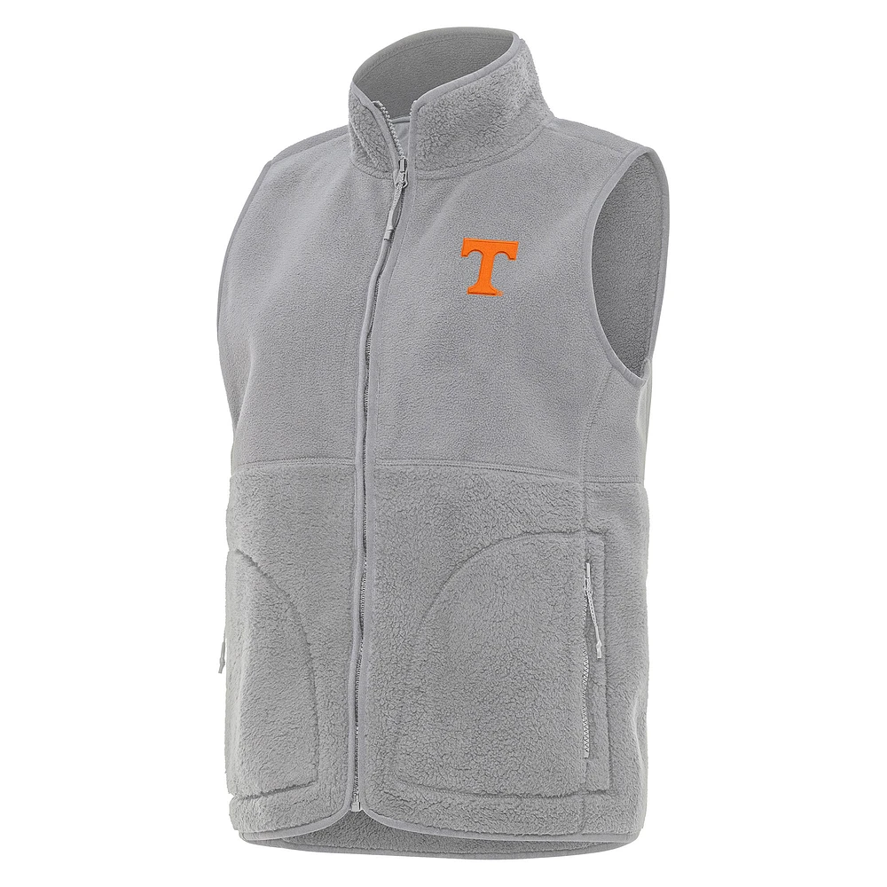 Women's Antigua Gray Tennessee Volunteers Nostalgic Full-Zip Vest
