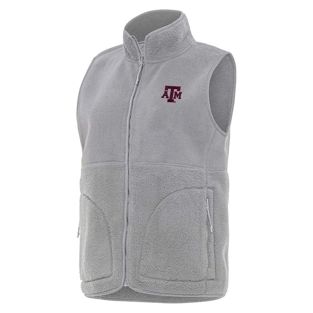Women's Antigua Gray Texas A&M Aggies Nostalgic Full-Zip Vest