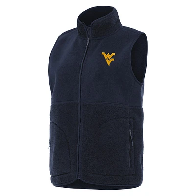 Women's Antigua Navy West Virginia Mountaineers Nostalgic Full-Zip Vest