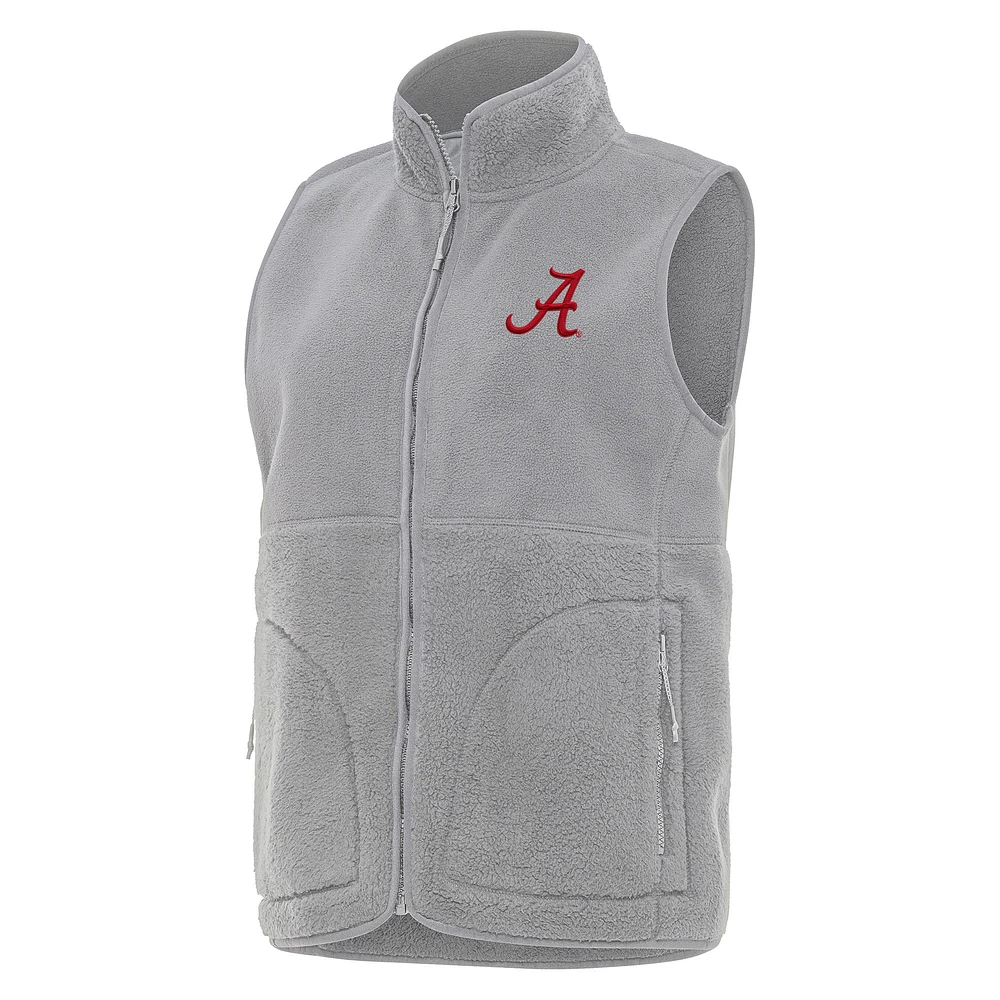 Women's Antigua Gray Alabama Crimson Tide Nostalgic Full-Zip Vest