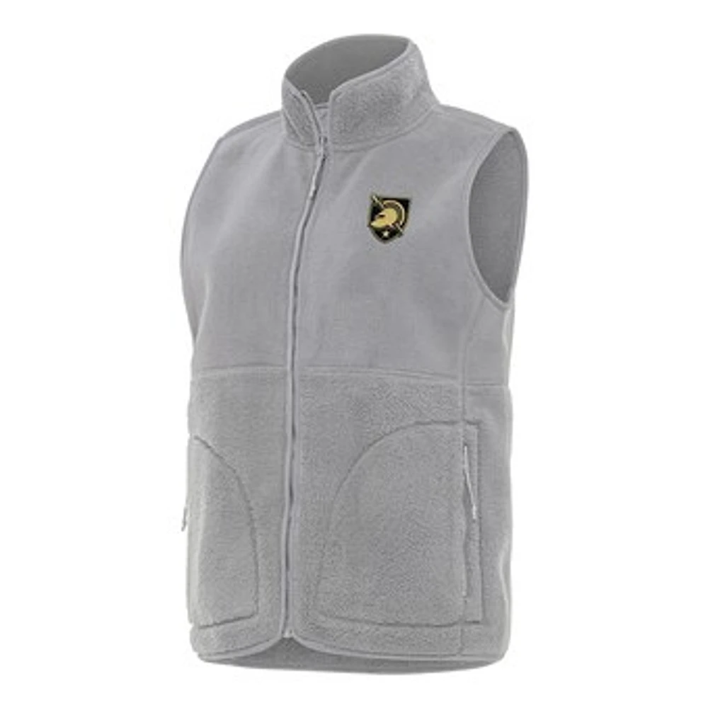 Women's Antigua Gray Army Black Knights Nostalgic Full-Zip Vest