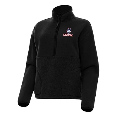 Women's Antigua Black UConn Huskies Figure Half-Zip Pullover Sweatshirt