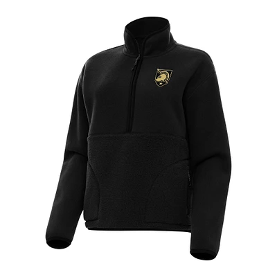 Women's Antigua Black Army Knights Figure Half-Zip Pullover Sweatshirt